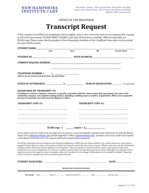 Transcript Request Form DO NOT EMAIL WORD DOC to STUDENTS Nhia
