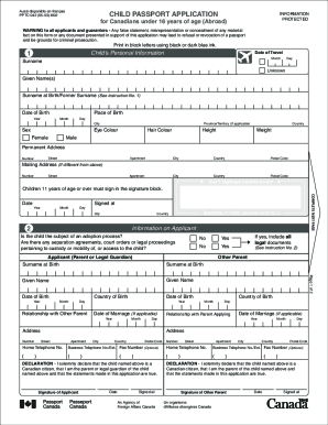 Canada Passport Application Pptc  Form