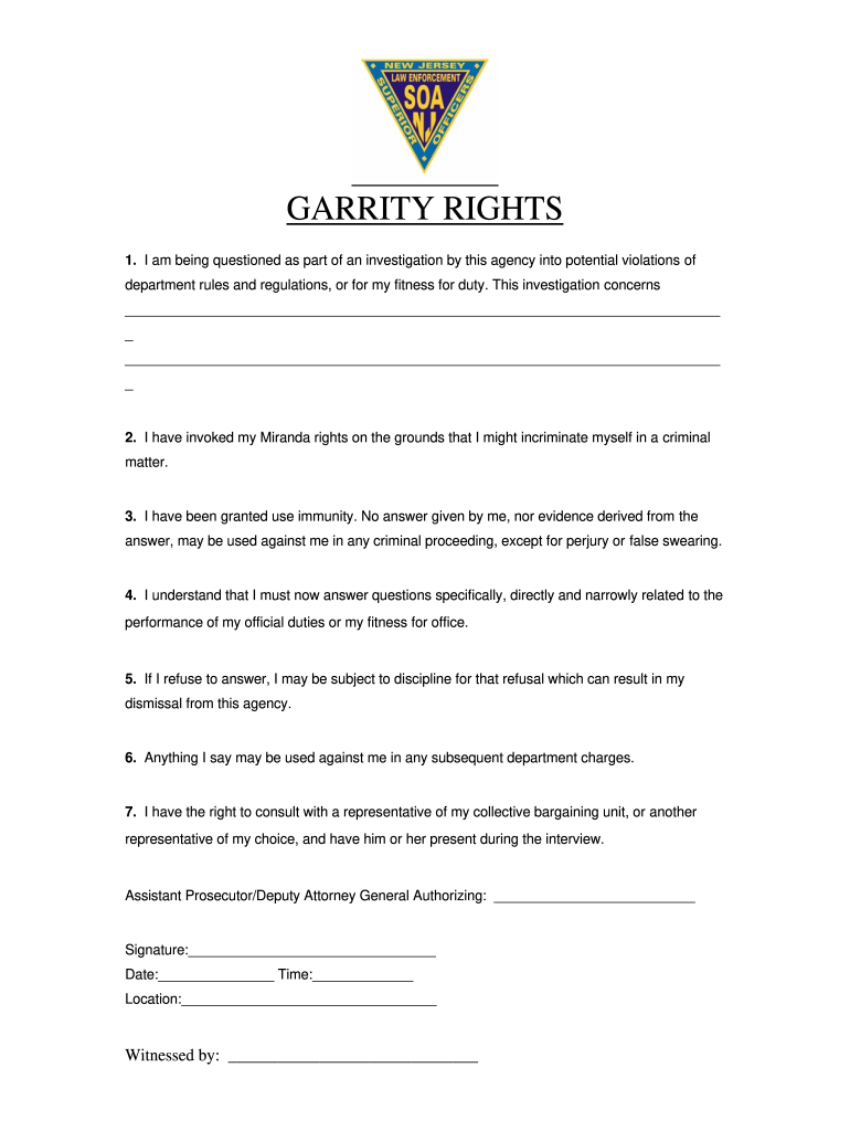 Garrity Warning Sample  Form