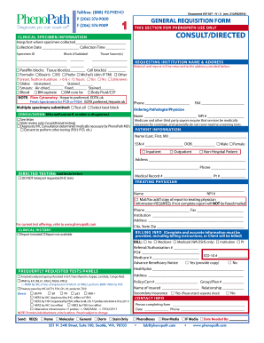 PhenoPath GENERAL REQUISITION FORM 1 THIS SECTION for