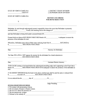  MOTION and ORDER for BOND REDUCTION V 2009