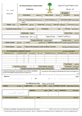 Saudi Arabia Visa Application Form Sample