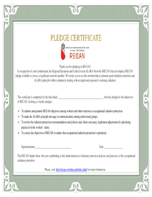 Pledge Certificates  Form