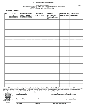 EEG DOCUMENTATION FORM ABRET Abret