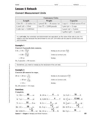 Lesson 5 Homework Practice Convert Measurement Units Answer Key  Form