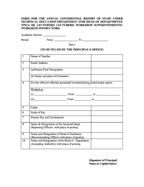 FORM for the ANNUAL CONFIDENTIAL REPORT of STAFF under Techeduhry Nic