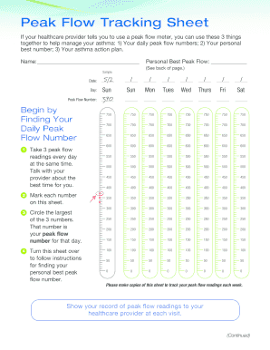 Peak Flow Tracking Sheet Cencalhealthorg  Form