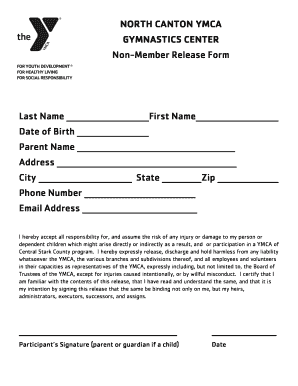 Ymca Waiver  Form