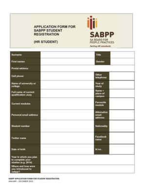 SABPP APPLICATION FORM for STUDENT REGISTRATION