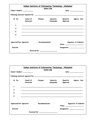 Indent Slip  Form