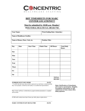 Concentric Timesheet  Form