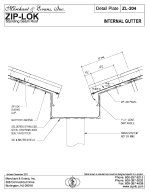 Detail Plate ZL204 ZIPLOK Standing Seam Roof INTERNAL GUTTER Ax  Form