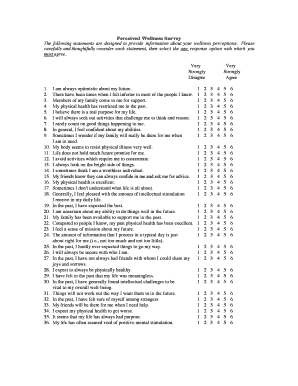 Perceived Wellness Survey the Following Statements Are Designed  Form