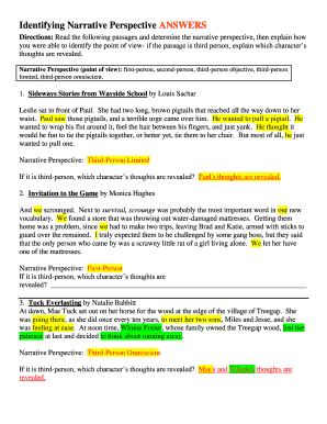Identifying Narrative Voice Worksheet Answers  Form