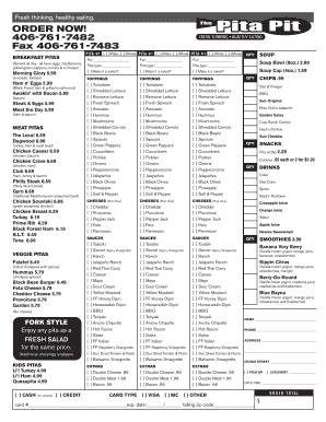 Pita Pit Menu PDF  Form