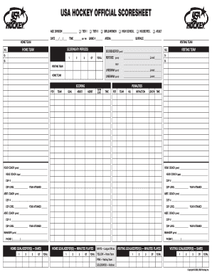 Usa Hockey Scoresheet  Form