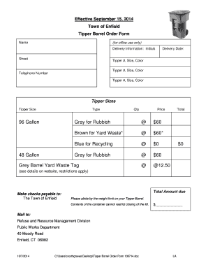 96 Gallon Gray for Rubbish 60 Brown for Yard Waste Enfield Ct  Form