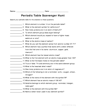 Periodic Table Scavenger Hunt  Form