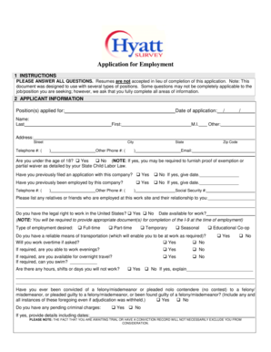  Hyatt Employment Application Hyatt Survey 2015-2024