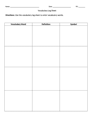 Vocabulary Log Sheet Roy Rosenzweig Center for History Chnm Gmu  Form