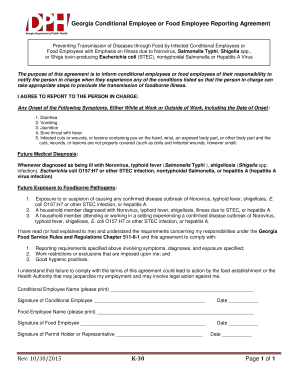 Georgia Conditional Employee Reporting Agreement  Form