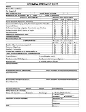 INTERVIEW ASSESSMENT SHEET SPA Capital Services Ltd  Form