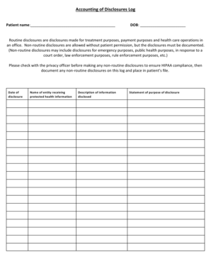 Accounting of Disclosures Log  Form