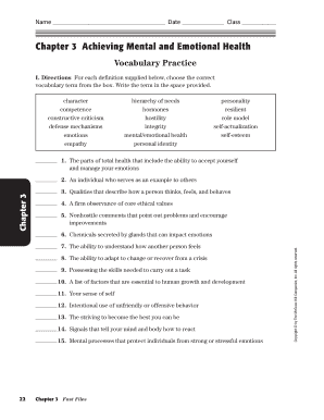 Chapter 3 Achieving Mental and Emotional Health  Form