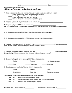 Concert Reflection Worksheet  Form