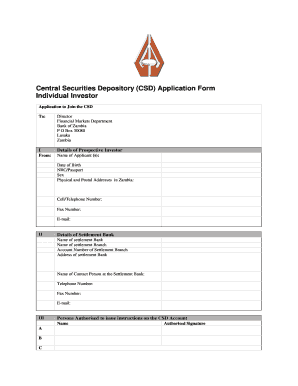 Csd Application Form