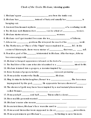 Medusa Viewing Guide from Clash of the Gods  Form