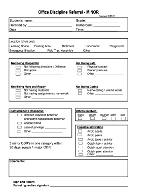 Office Discipline Referral MINOR  Form