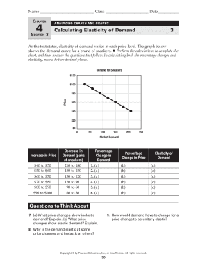 Chapter 4 Section 3 Calculating Elasticity of Demand Worksheet Answer Key  Form