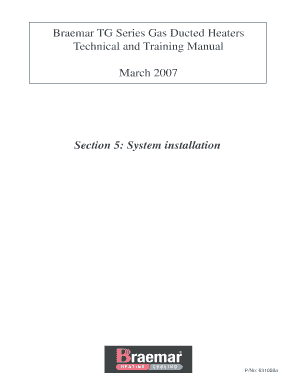 Braemar Gas Ducted Heater Technical and Training Manual  Form