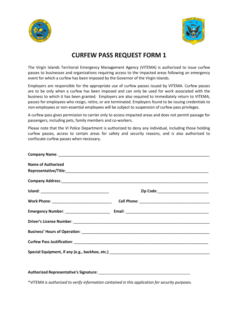 Curfew Pass  Form