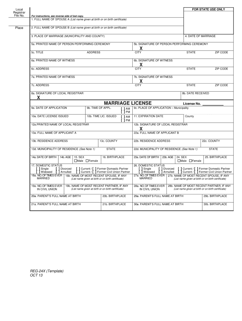  REG 24X Copy for Electronic Marriage License and Certificate Forms  Hollandtownship 2013-2024