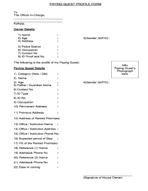 Paying Guest Registration Form