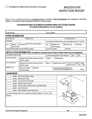 Wood Stove Inspections Accord Application  Form