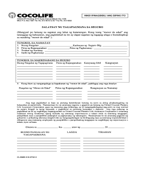 CLAIMANTS STATEMENT W AFFIDAVIT of HEIRSHIP Claims  Form