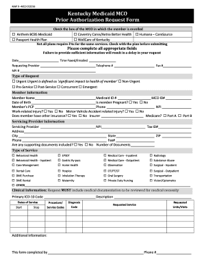 Kentucky Medicaid Mco Map 9 Mco 012016  Form