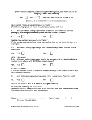 Packing Declaration  Form