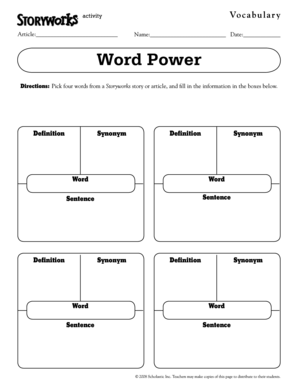 Storyworks Word Power Form