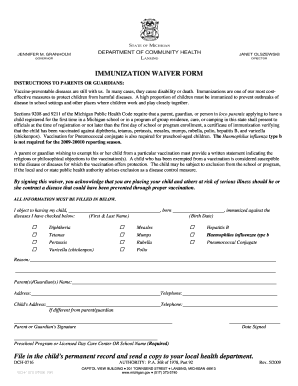 Immunization Waiver Form