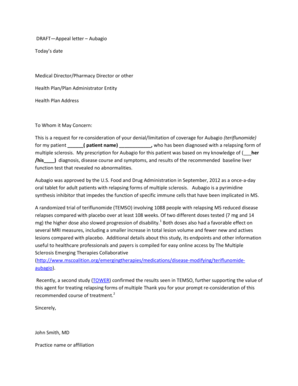 insurance appeal letter format