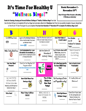 Wellness Bingo Template  Form