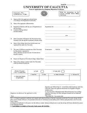 How to Fill Up Migration Form of Calcutta University