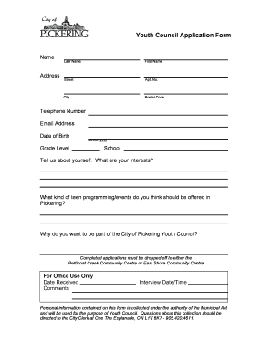  Youth Council Application Pickering 2007