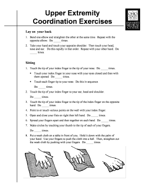 Upper Extremity Coordination Exercises PDF  Form