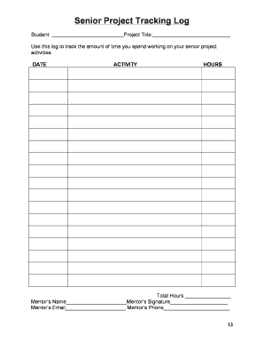 Senior Project Tracking Log Port Townsend High School  Form