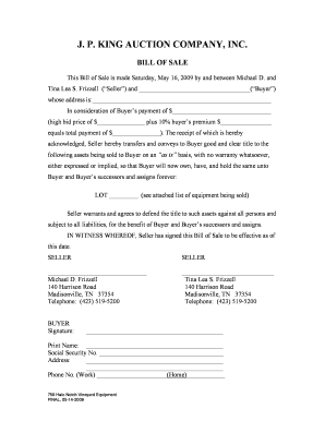 759 Halo Notch Equipment Bill of Sale FINAL 1 05 14 2009doc  Form